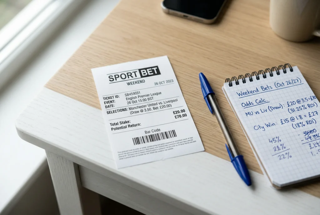 Taschenrechner und Wettschein als Symbol fuer die 5,3 Prozent Wettsteuer bei Formel 1 Wetten in Deutschland